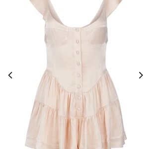 Vanessa Mooney Soft Cream Button-Up Mini Dress